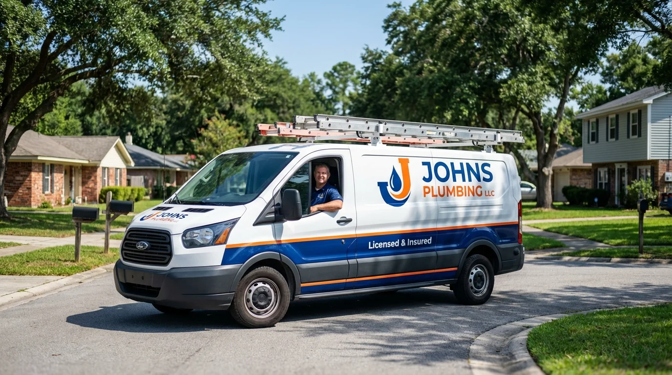 Johns Plumbing LLC service van in Albany, NY
