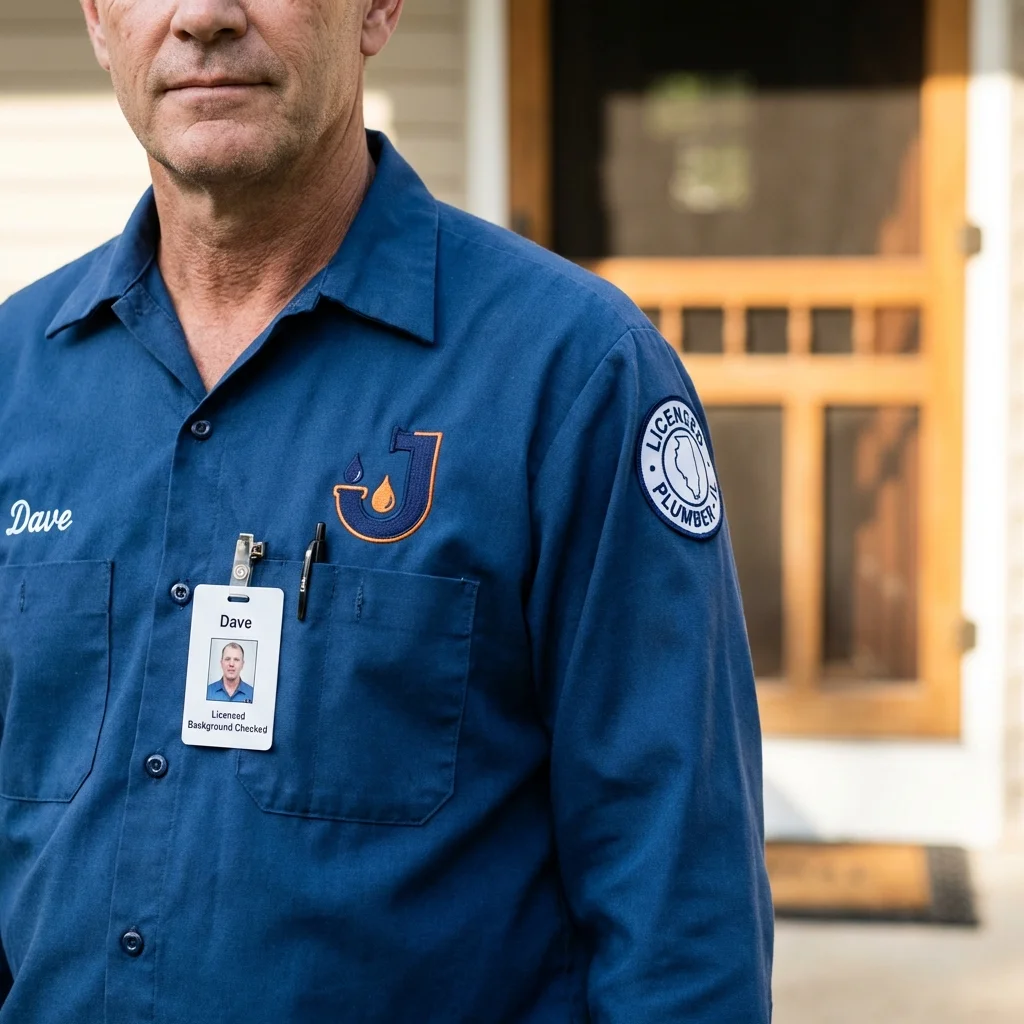 Licensed plumber showing ID badge in Albany, NY